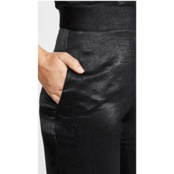 Misa Los Angeles Xandra Black Hammered Satin Wide Leg Halter Jumpsuit M Party - Picture 2 of 14